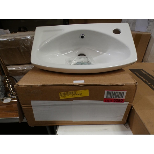 3119 - White ceramic wall-hung basin * This lot is subject to VAT