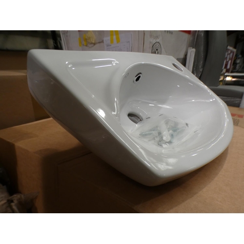 3119 - White ceramic wall-hung basin * This lot is subject to VAT