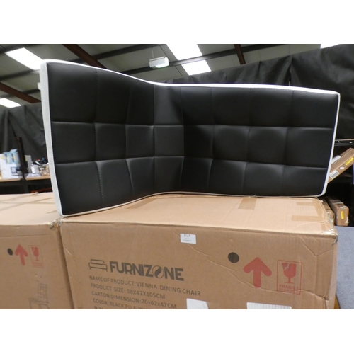 3132 - Pair of Vienna black and white upholstered Pu dining chairs * This lot is subject to VAT