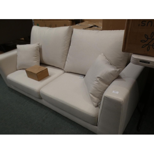 3148 - White fabric three seater sofa * This lot is subject to VAT