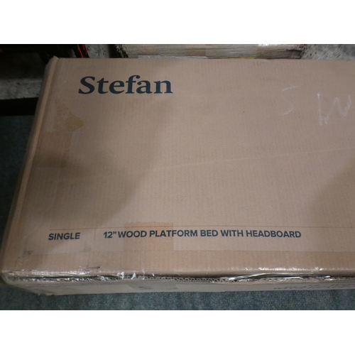 3196 - Stefan wooden platform single bedframe with headboard * This lot is subject to VAT