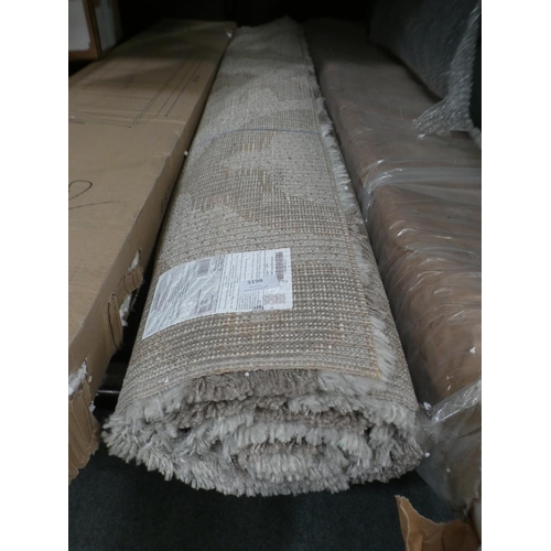 3198 - Ivory/brown shadow long pile rug (160cm x 220cm) * This lot is subject to VAT