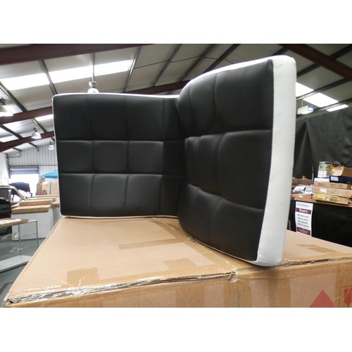 3128 - Pair of Vienna black and white upholstered Pu dining chairs * This lot is subject to VAT