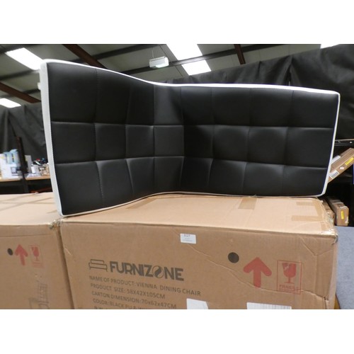 3131 - Pair of Vienna black and white upholstered Pu dining chairs * This lot is subject to VAT