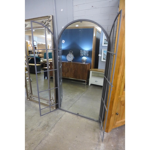 1473 - A large arch window metal mirror, H 175cm (MP1789)   #