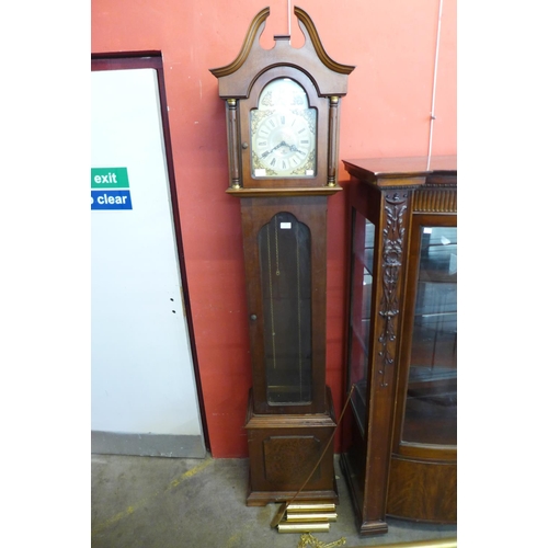 118 - A German mahogany triple weight longcase clock, a/f