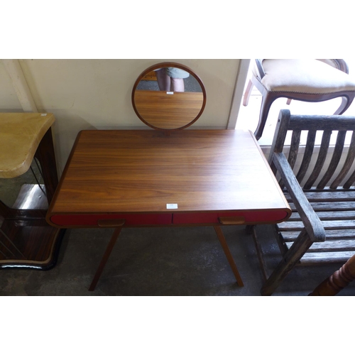 158 - An Art Deco style walnut and high gloss dressing table