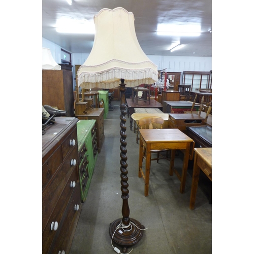 187 - A beech barleytwist standard lamp