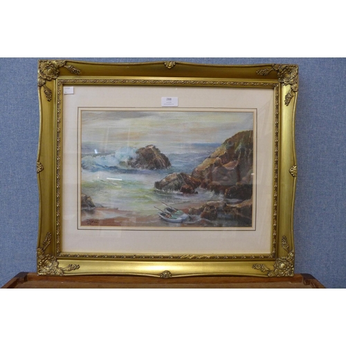 288 - D.S. Hunt, coastal landscape, pastel, framed