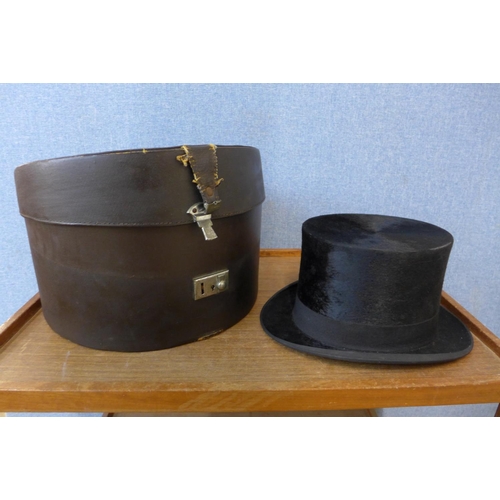 357 - A top hat, by J.W. Ashworth, with box