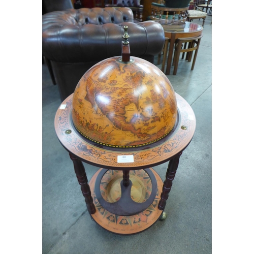 80 - A terrestrial globe cocktail cabinet/trolley