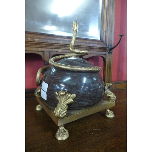 9 - A French style marble and gilt metal serpentine centrepiece