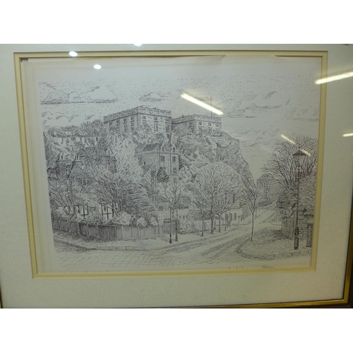 2096 - Set of 4 framed limited edition prints of Nottingham landmarks; Nottingham Castle, Wollaton Hall, Ye... 