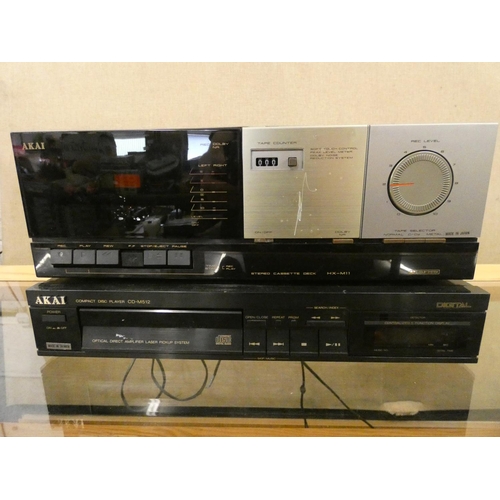 2144 - Akai HX-MII stereo cassette deck with Akai CD-M1512 CD player