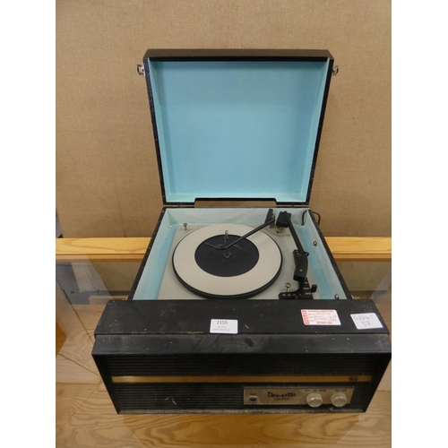 2155 - Dansette Capri portable turntable - failed electrical safety test due to damaged cable - sold as scr... 