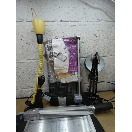 2167 - 2 Paper guillotines and 2 light units