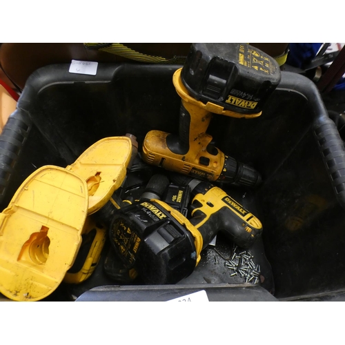 2334 - 4 DeWalt drills with qty. of batteries