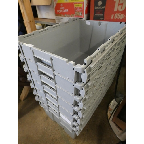 2353 - 7 Grey stackable storage boxes