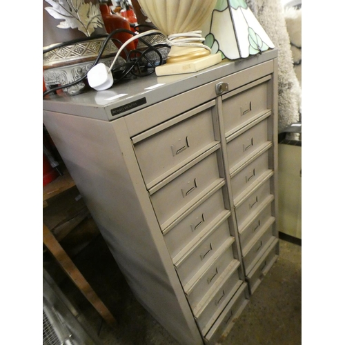 2361 - 14-Drawer metal cabinet - with key