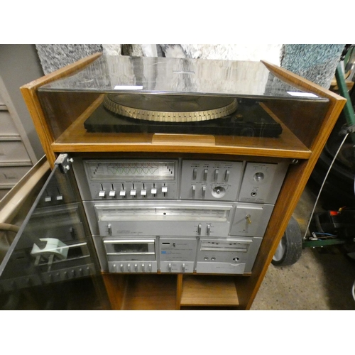 2366 - Amstrad music system in cabinet with BSR turntable