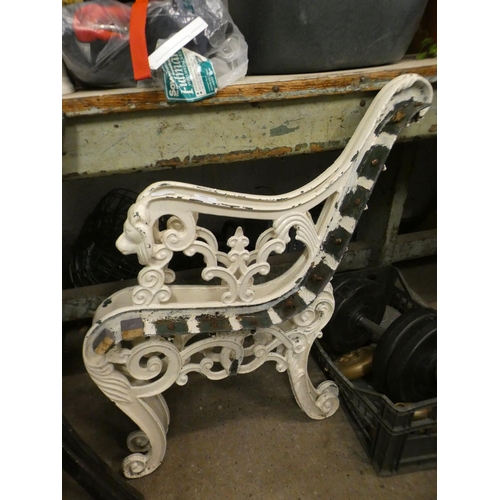 2400 - Pr. of cast metal lion bench ends