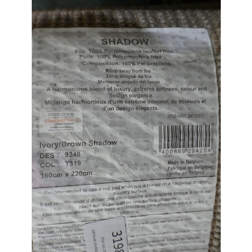 3198 - Ivory/brown shadow long pile rug (160cm x 220cm) * This lot is subject to VAT