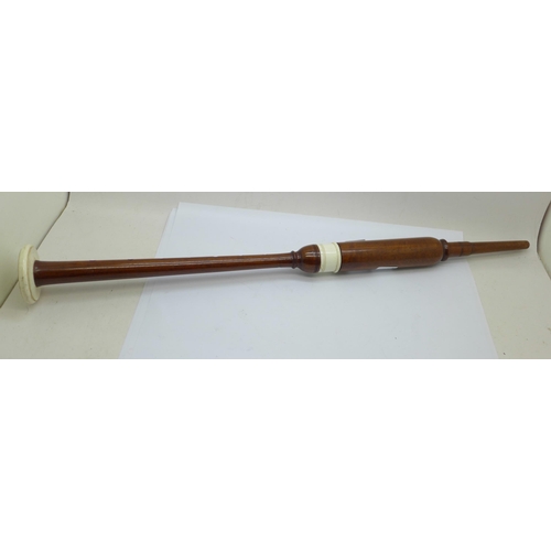 624 - A turned wooden and ivory bagpipe chanter