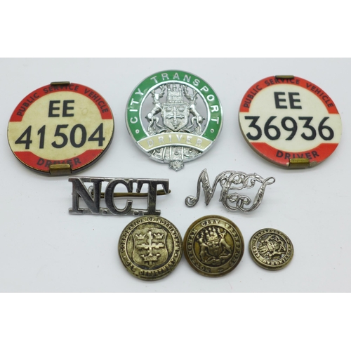 637 - A collection of Nottingham City Transport driver badges and buttons