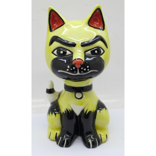 658 - A Lorna Bailey figure of a cat, signed on the base, 13cm