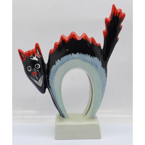 659 - A Lorna Bailey figure of a cat, signed on the base, 16cm