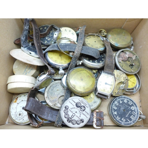 675 - Pocket watches, wristwatches and parts, a/f