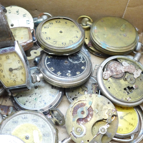 675 - Pocket watches, wristwatches and parts, a/f