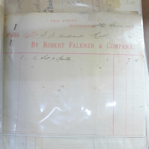 688 - Paper ephemera; file of 19th Century invoices, statements, etc. (80 items)