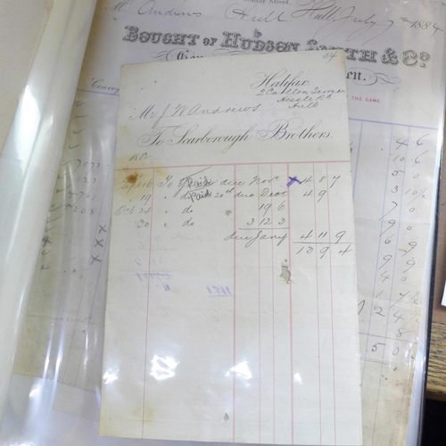 688 - Paper ephemera; file of 19th Century invoices, statements, etc. (80 items)