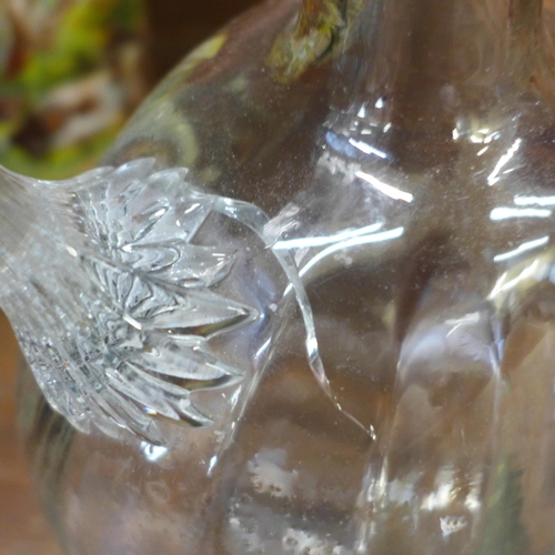 696 - Five items of glass including an early ale glass, c.1700, chip on the rim of the base