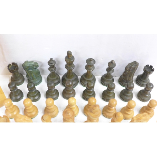 717 - A set of Jaques London chess pieces, height of king 9.5cm