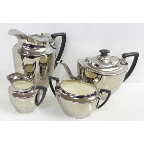 718 - A Devonware S F & Co Silverline coffee pot, tea pot, cream and sugar