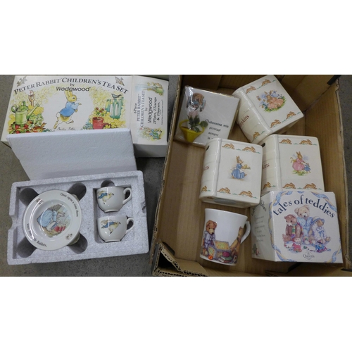 745 - A selection of children's china including Wedgwood Peter Rabbit Children's Tea Set, boxed