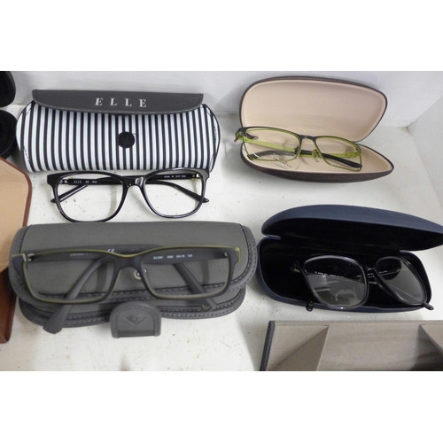 750 - A collection of designer framed glasses including Jaguar, Porsche, Joop, Morgan, Rayban, etc., Empor... 