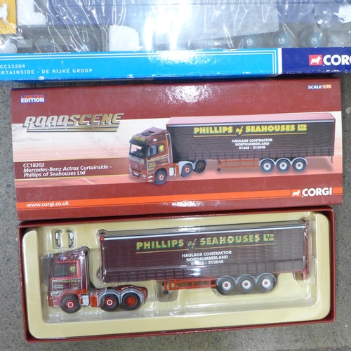 758 - Three boxed Corgi model lorries including 75601 Eddie Stobart