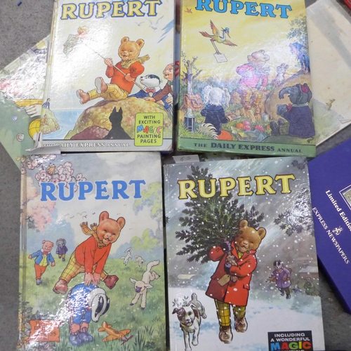 759 - A collection of Rupert Bear annuals, a Ladybird book, Rupert and the Frog Song, by Paul McCartney