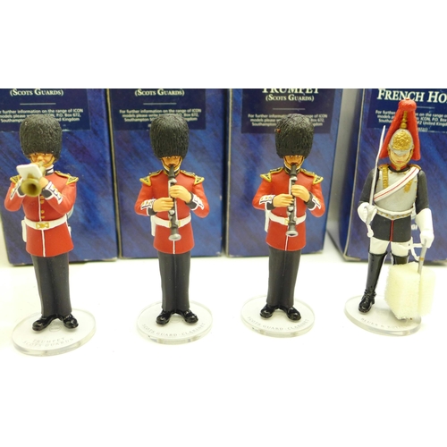776 - Nine boxed Corgi ICON Collectibles military band figures
