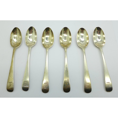 888 - A set of six silver teaspoons, 67.3g