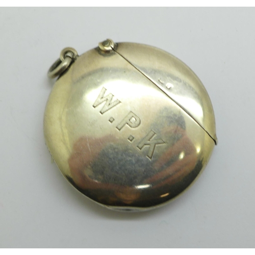 892 - A circular silver vesta case, Birmingham 1906