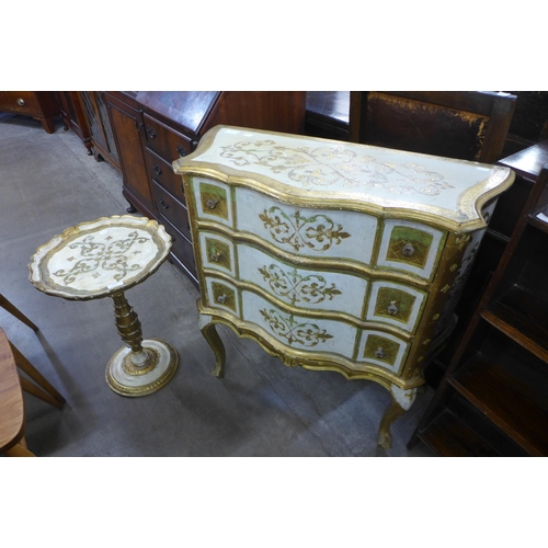 151 - An Italian parcel gilt serpentine chest and a matching wine table