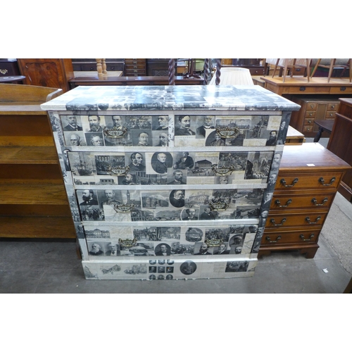 155 - A decoupage chest of drawers