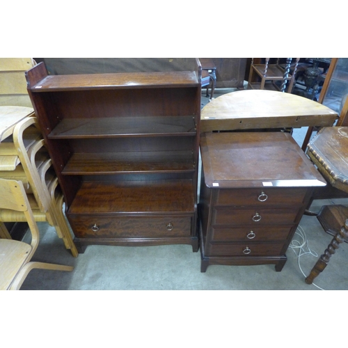 246 - A Stag Minstrel bedside chest and an open bookcase