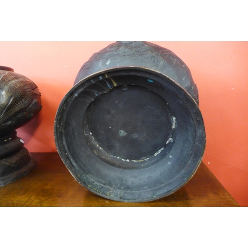 26 - A pair of Japanese bronze urns