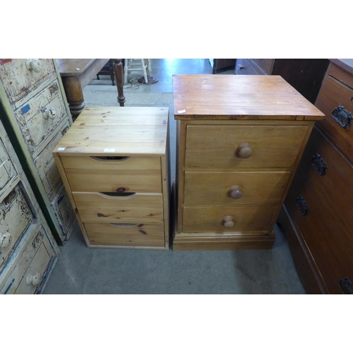 264 - A small pine bedside chest and another