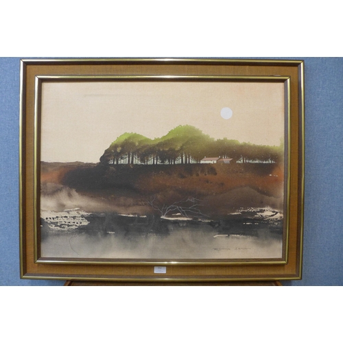 352 - Richard Akerman, rural landscape, oil on canvas, framed